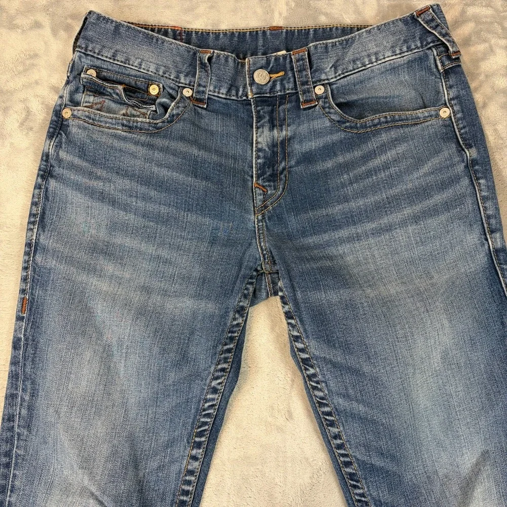 True Religion Men's Rocco Relaxed Skinny  Jeans Size 34x32 Blue jeans Flaps
